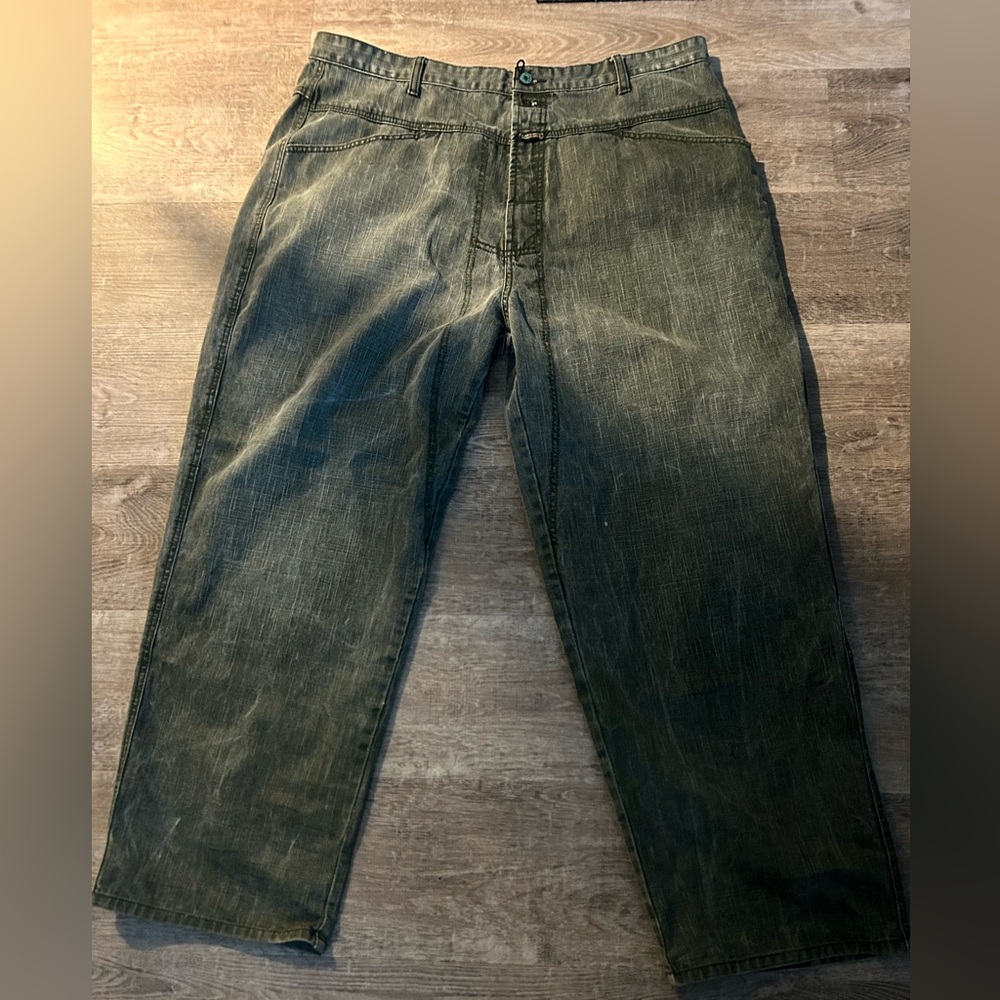 MARITHE FRANCOIS GIRBAUD GREY/GREEN JEANS,90s/2000s rare n very good condition